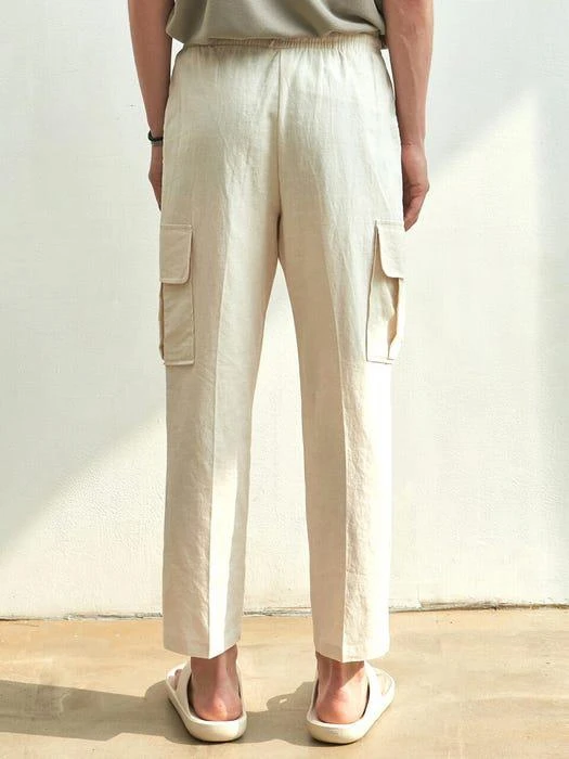 商品NICK NICOLE for MEN|Linen Cargo Pants Cream,价格¥620,第4张图片详细描述