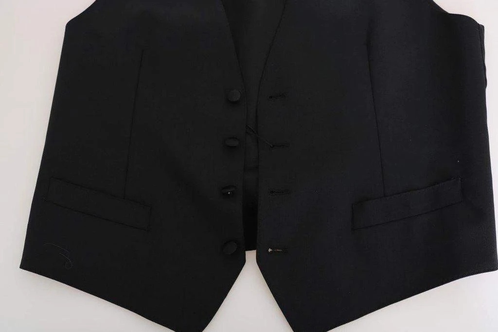 商品Dolce & Gabbana|Dolce & Gabbana  Black Wool Silk Vest,价格¥1752,第5张图片详细描述