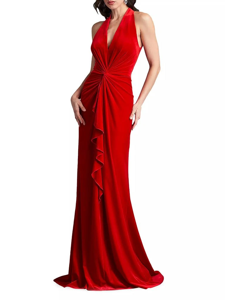 商品Tadashi Shoji|Velvet Twist Halter Gown,价格¥3277,第3张图片详细描述