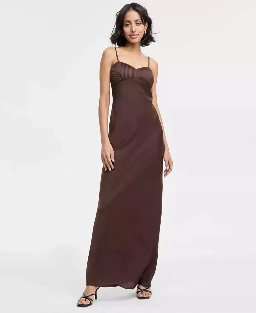 商品SENI & CADE|Juniors' Pintuck Satin Sleeveless Column Gown,价格¥468,第1张图片