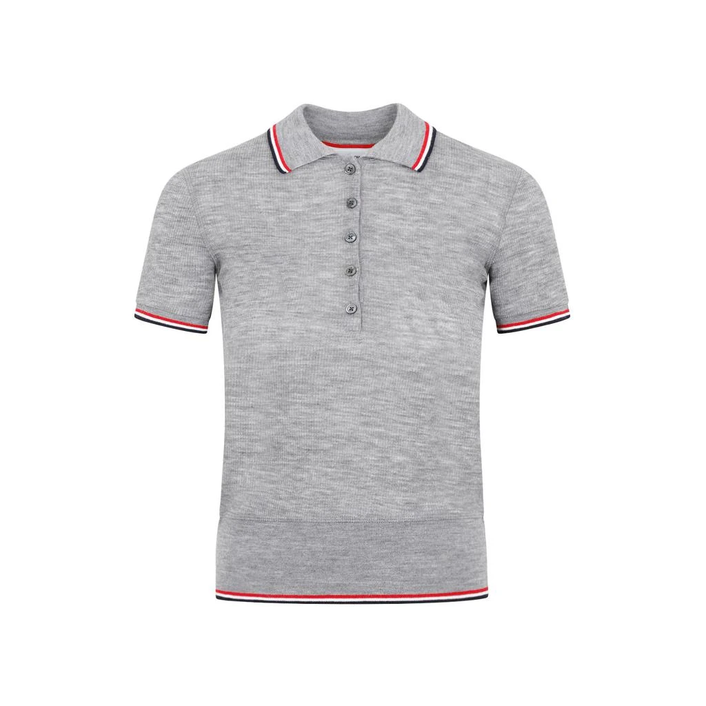 商品Thom Browne|Thom Browne Short-Sleeved Striped-Trim Ribbed Polo Top,价格¥3005,第1张图片