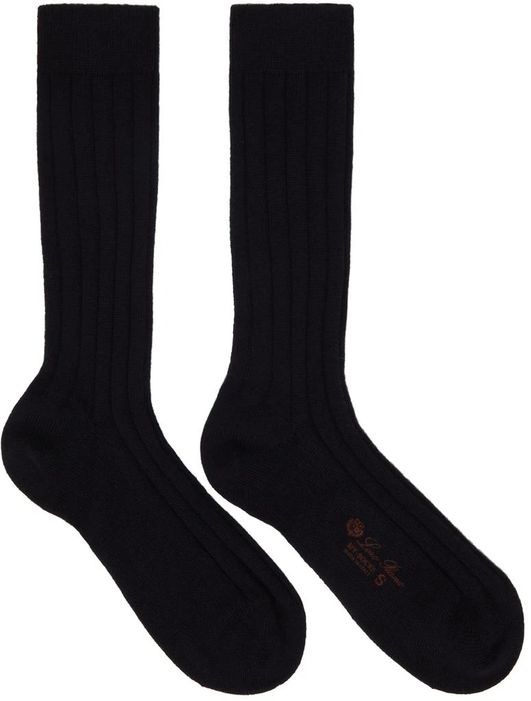 商品Loro Piana|Navy Cashmere Bobby Socks,价格¥1302,第1张图片