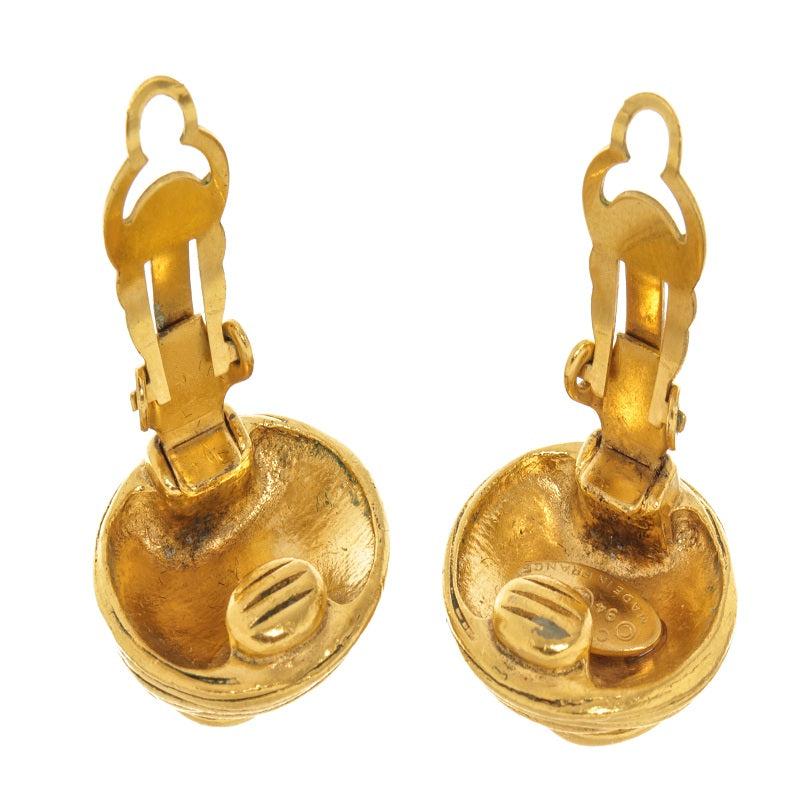 Chanel Gold Plate Round CC Earrings商品第6张图片规格展示