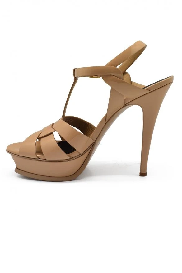 商品Yves Saint Laurent|Luxury shoes for women saint laurent tribute sandals beige high heel,价格¥7109,第4张图片详细描述