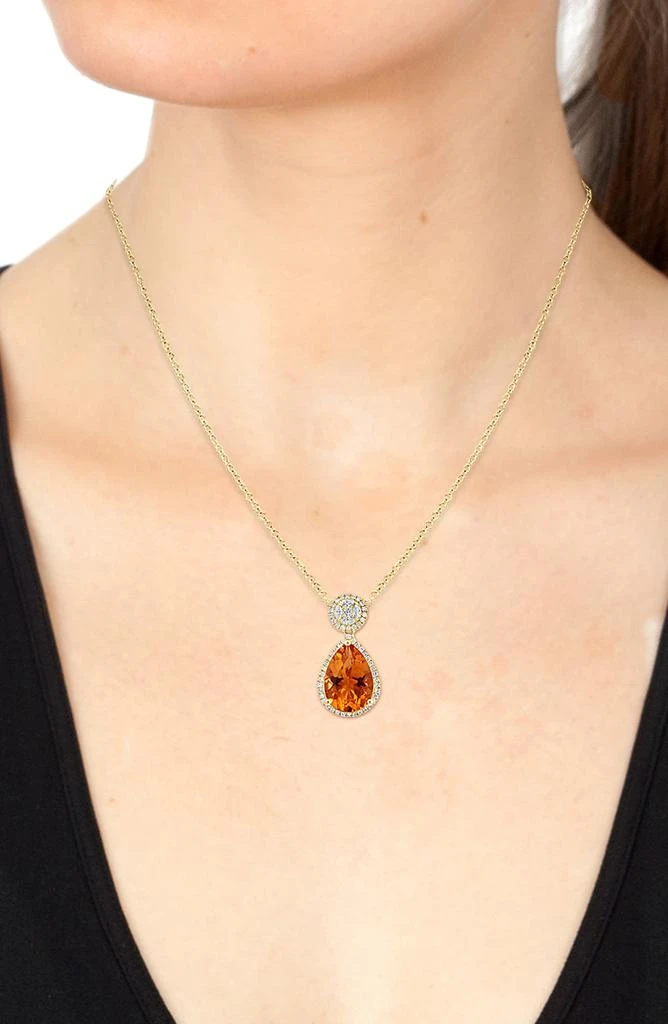 商品Effy|14K Gold Citrine Diamond Pendant Necklace,价格¥9709,第2张图片详细描述