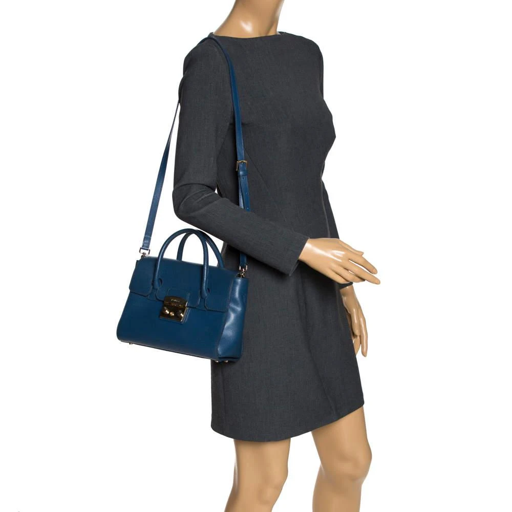 商品[二手商品] Furla|Furla Blue Leather Metropolis Satchel,价格¥1319,第2张图片详细描述