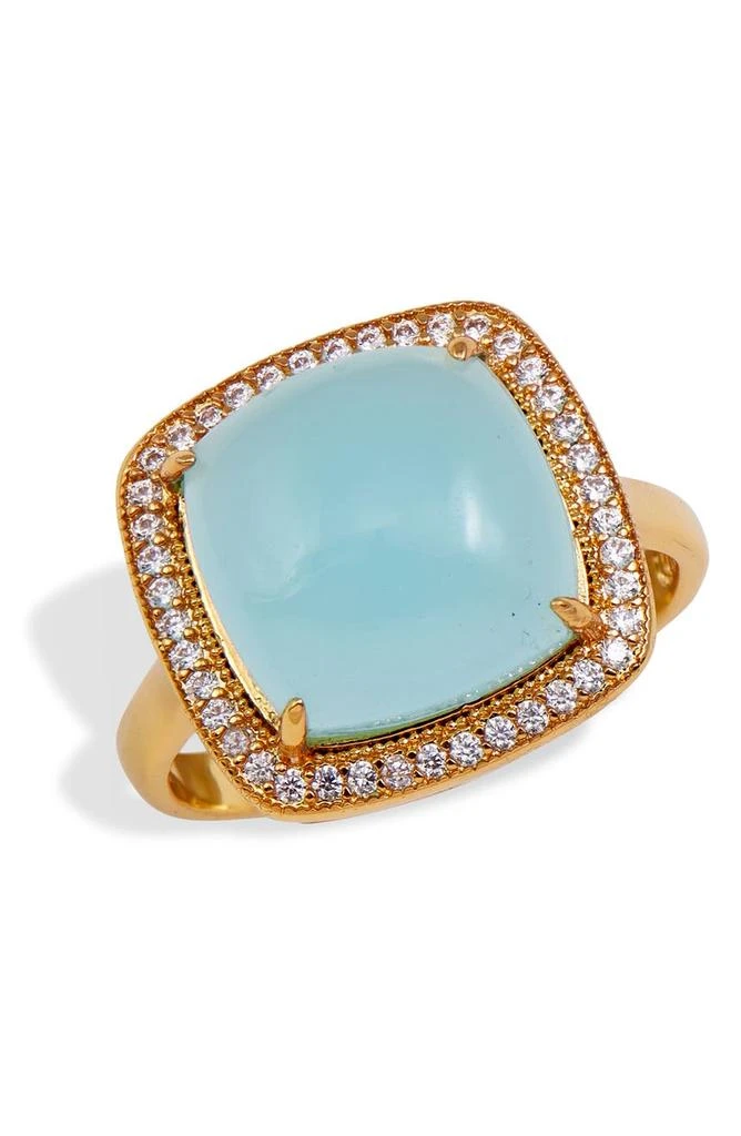 商品Savvy Cie Jewels|18K Gold Vermeil CZ Halo Stone Ring,价格¥416,第1张图片