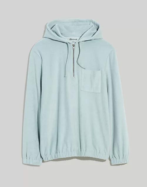 Terry Cloth Quarter-Zip Hoodie Sweatshirt商品第4张图片规格展示