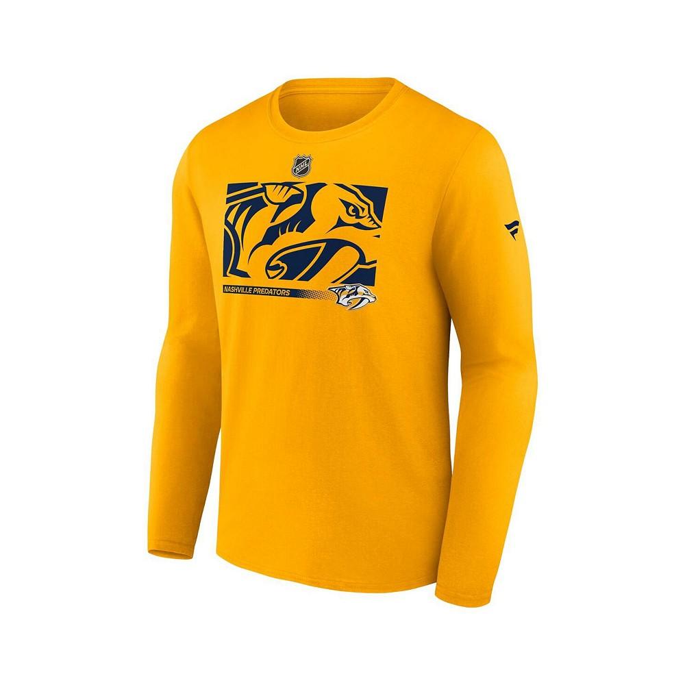 Men's Branded Gold Nashville Predators Authentic Pro Core Collection Secondary Long Sleeve T-shirt商品第3张图片规格展示