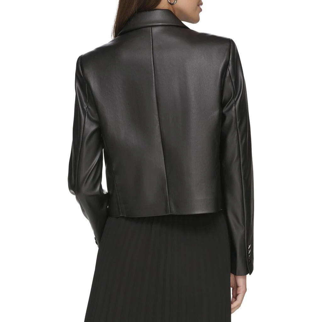 商品DKNY|Long Sleeve Crop Vegan Leather Blazer,价格¥646,第2张图片详细描述