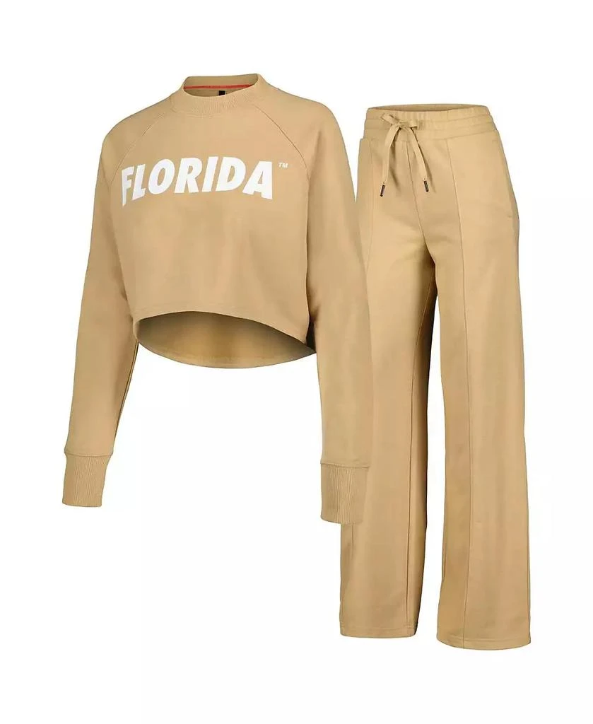 商品Kadyluxe|Women's Tan Florida Gators Raglan Cropped Sweatshirt and Sweatpants Set,价格¥747,第1张图片