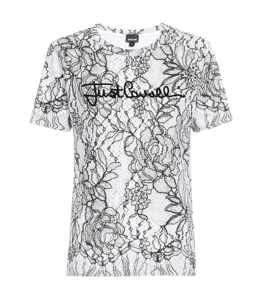 Just Cavalli Floral Printed Crewneck T-Shirt商品第1张图片规格展示