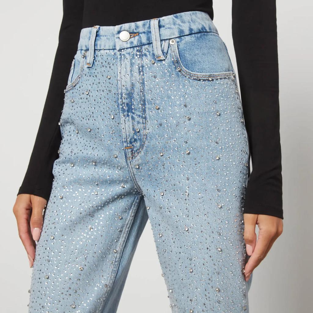 商品Good American|Good American Good Icon Crystal-Embellished Straight-Leg Denim Jeans,价格¥1792,第6张图片详细描述