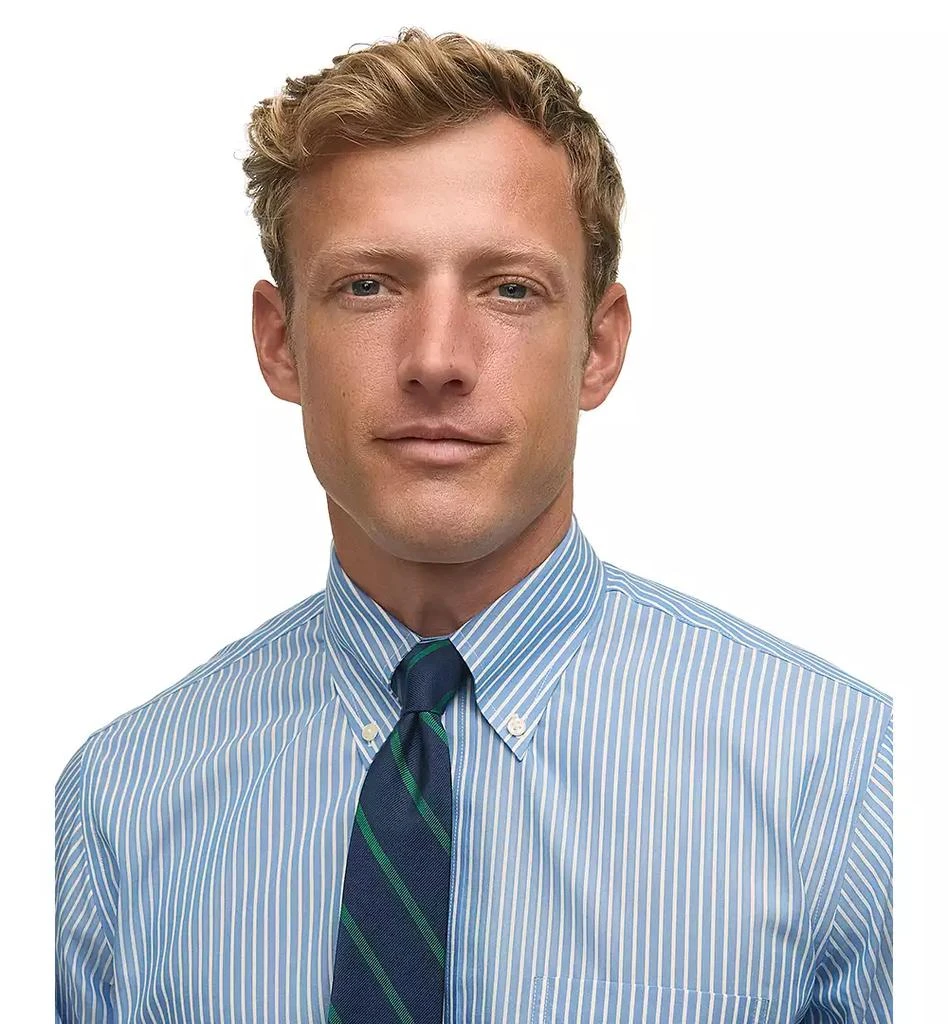 商品Brooks Brothers|Men's Regular Fit Non-Iron Polo Button-Down Thin Stripe Broadcloth Dress Shirt,价格¥664,第3张图片详细描述