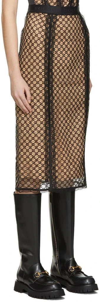 商品Gucci|Black & Beige GG Net Mid-Length Skirt,价格¥17965,第2张图片详细描述