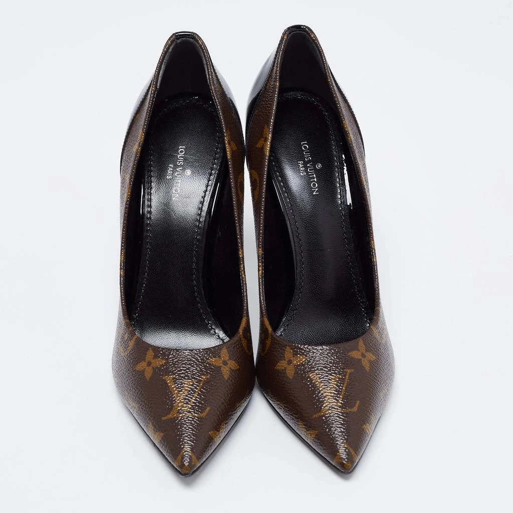 商品[二手商品] Louis Vuitton|Louis Vuitton Brown/Black Monogram Canvas And Patent Leather Cherie Pumps Size 37,价格¥5602,第3张图片详细描述