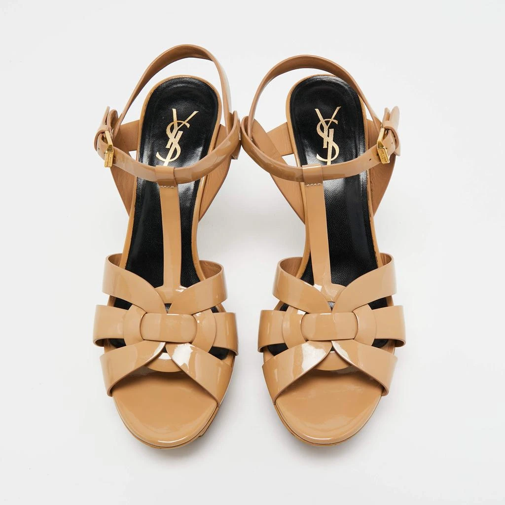 商品[二手商品] Yves Saint Laurent|Yves Saint Laurent Beige Patent Leather Tribute Sandals Size 39,价格¥4889,第3张图片详细描述