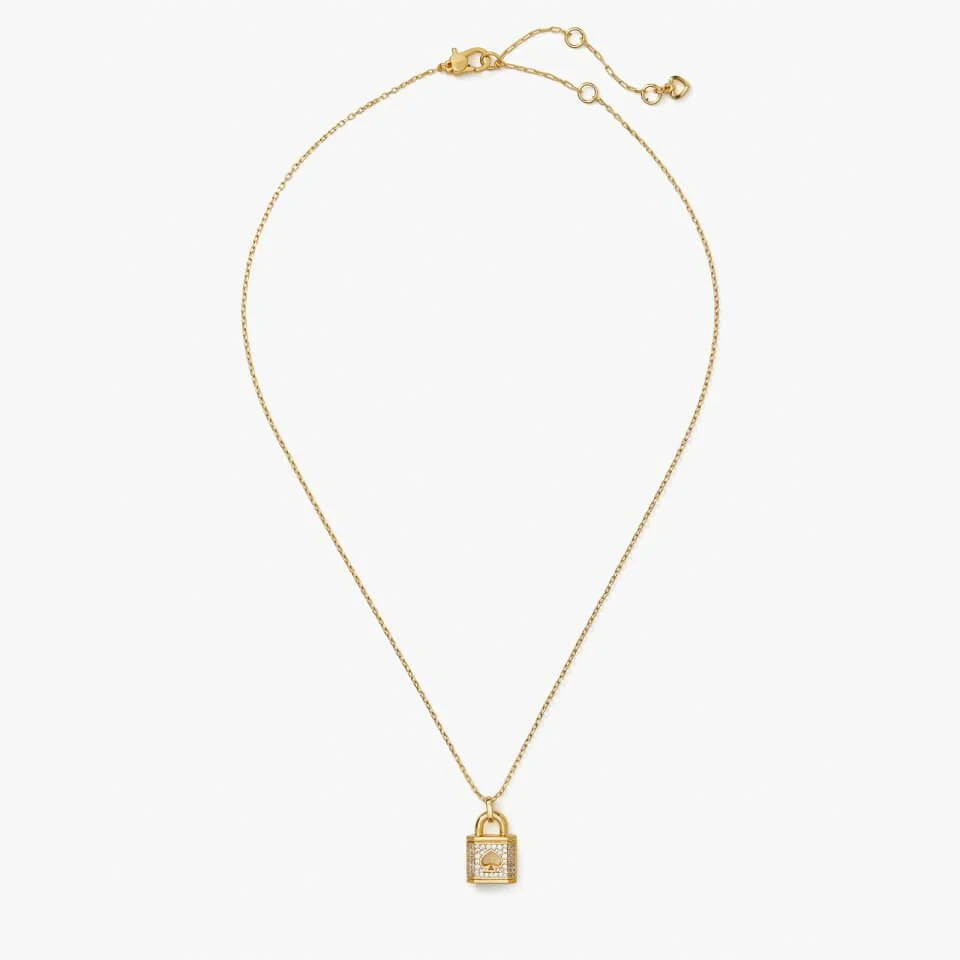 商品Kate Spade|Kate Spade New York Lock and Spade Gold-Tone and Cubic Zirconia Pavé Necklace,价格¥565,第1张图片