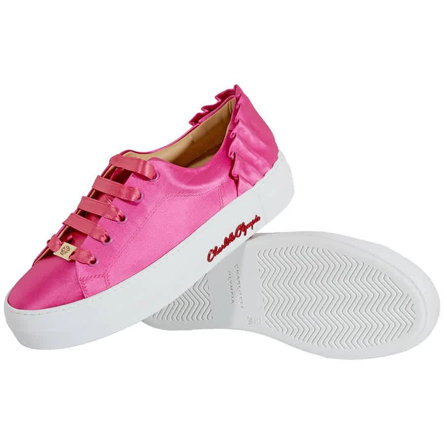 商品Charlotte Olympia|Ladies Pink Sneaker Satin W Pleat Bk,价格¥1061,第2张图片详细描述