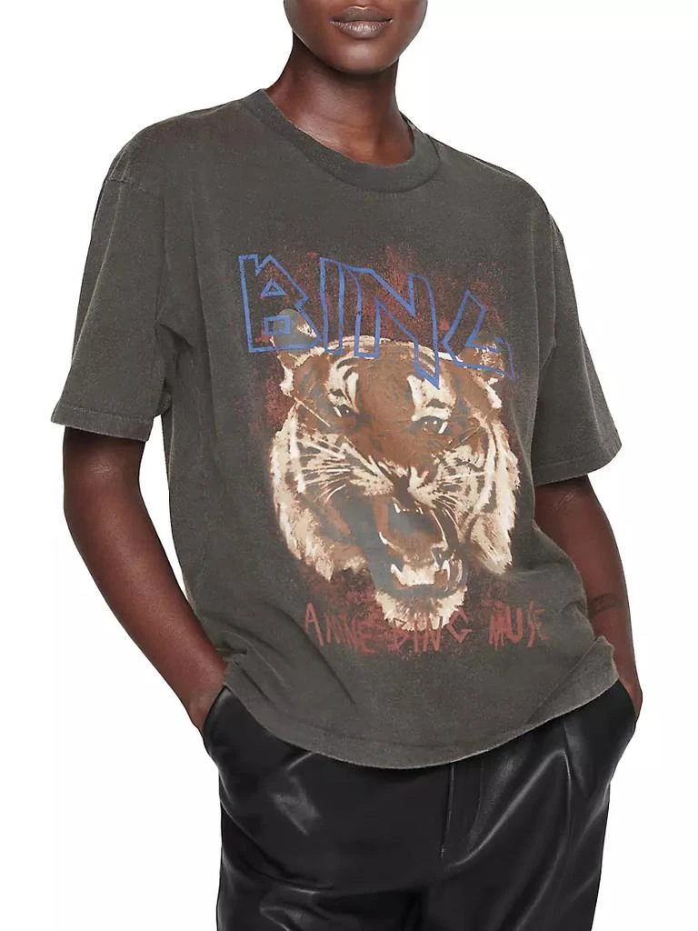 商品ANINE BING|Tiger Graphic Cotton T-Shirt,价格¥751,第3张图片详细描述