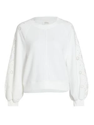 商品Splendid|Brynn Cotton Blend Eyelet Sweatshirt,价格¥675,第5张图片详细描述