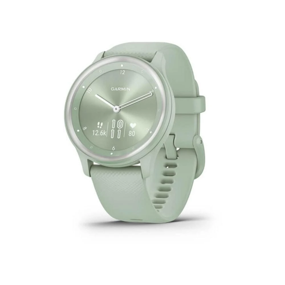 商品Garmin|Unisex Vivomove Sport Cool Mint Silicone Band with Silver-tone Accents Smart Watch 40mm,价格¥1349,第1张图片