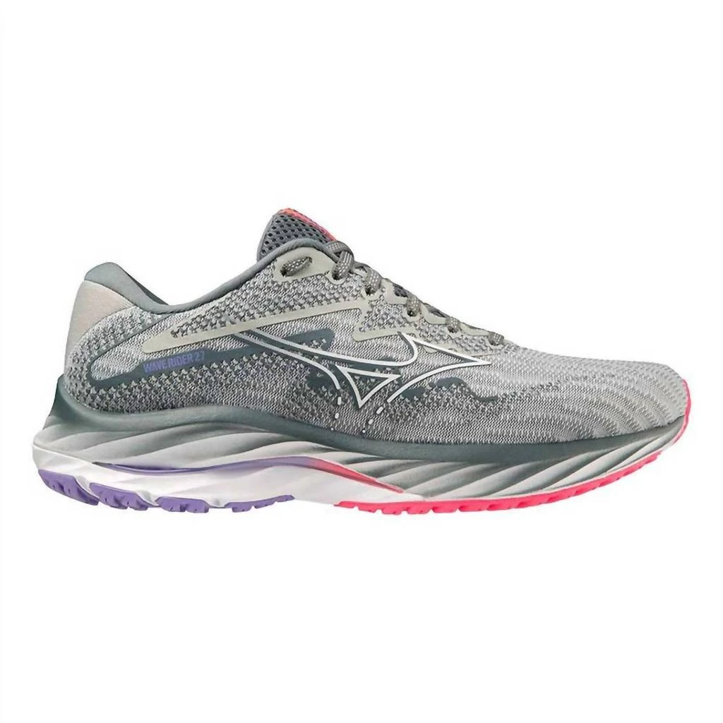 商品Mizuno|Women Wave Rider 27 Running Shoes - Wide In Pearl Blue/white,价格¥536,第2张图片详细描述