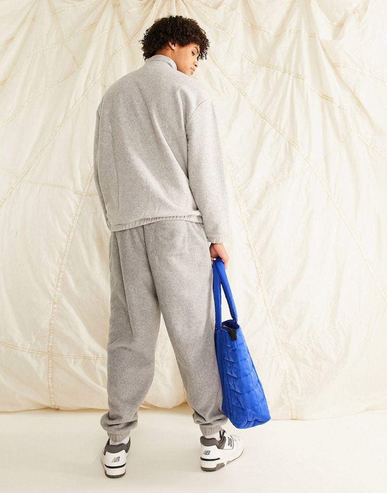 商品ASOS|ASOS DESIGN co-ord oversized polar fleece sweatshirt with half zip in grey marl,价格¥251,第4张图片详细描述