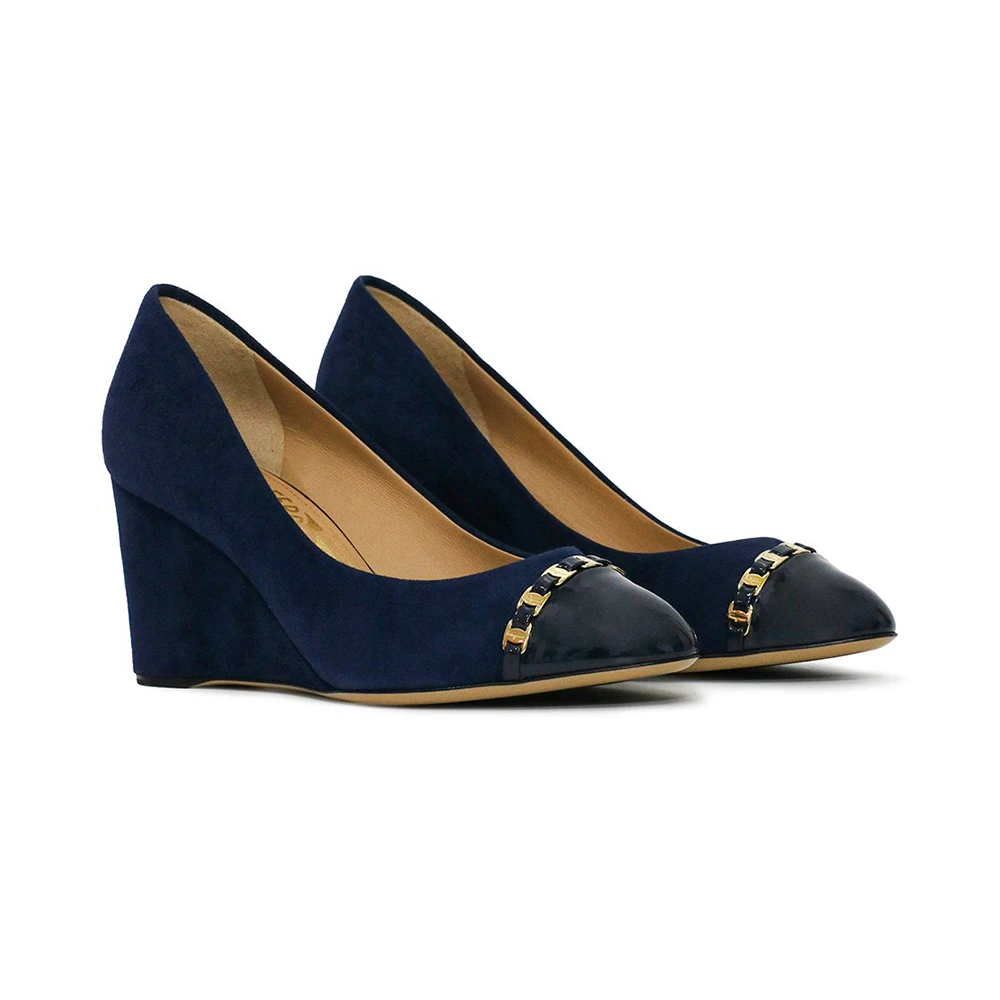 SALVATORE FERRAGAMO 蓝色女士坡跟鞋 0591372 商品
