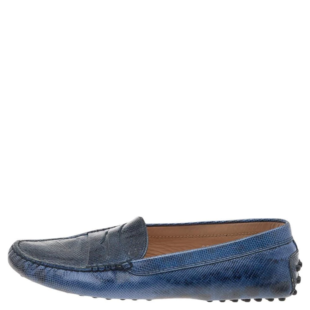 商品[二手商品] Tod's|Tod's Blue Karung Gommino Slip On Loafers Size 37.5,价格¥1442,第2张图片详细描述