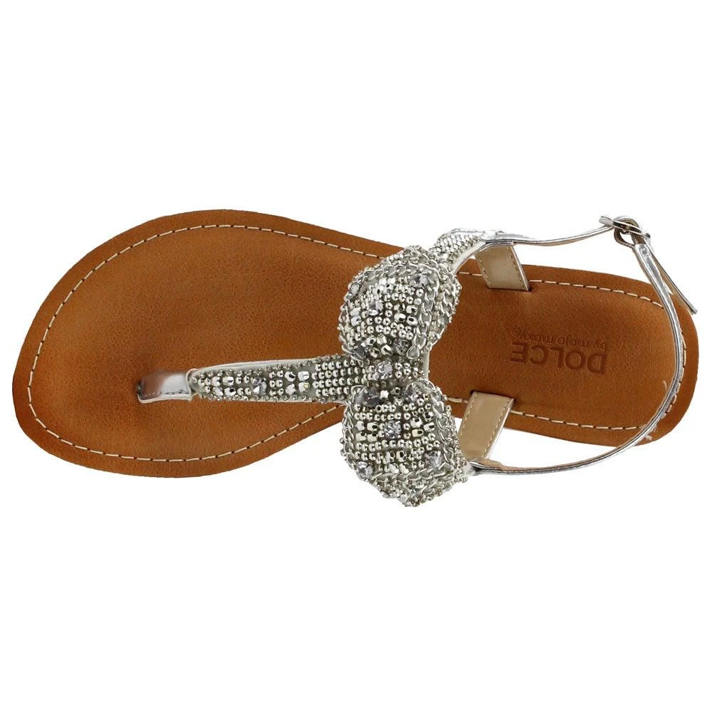 Sienna Rhinestone Flat T-Strap Sandals 商品