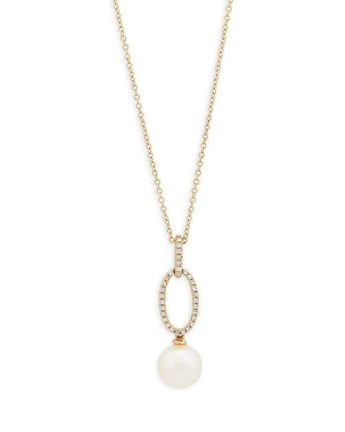 商品Bloomingdale's|14K Yellow Gold Cultured Freshwater Pearl & Diamond Pendant Necklace, 18" - Exclusive,价格¥3506,第1张图片