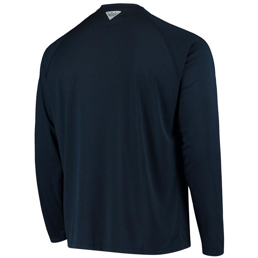 Men's PFG Navy West Virginia Mountaineers Terminal Tackle Omni-Shade Long Sleeve T-shirt商品第3张图片规格展示