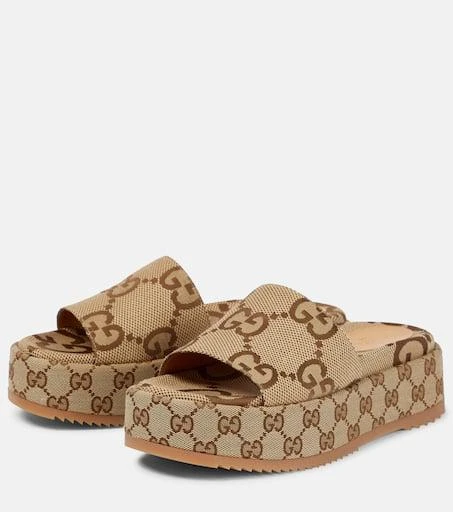 商品Gucci|GG Maxi canvas platform slides,价格¥5928,第4张图片详细描述