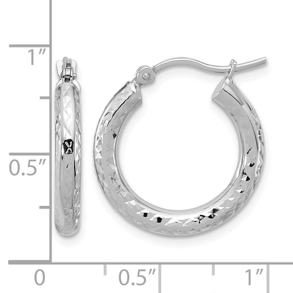 商品Diamond2Deal|14k Gold Diamond-cut 3x20mm Round Hoop Earrings,价格¥3801,第5张图片详细描述
