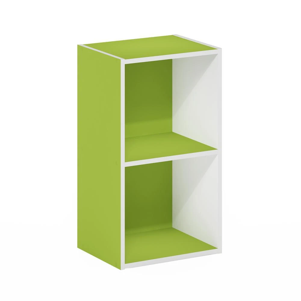 商品Furinno|Pasir 2-Tier Open Shelf Bookcase, Green/White,价格¥528,第1张图片