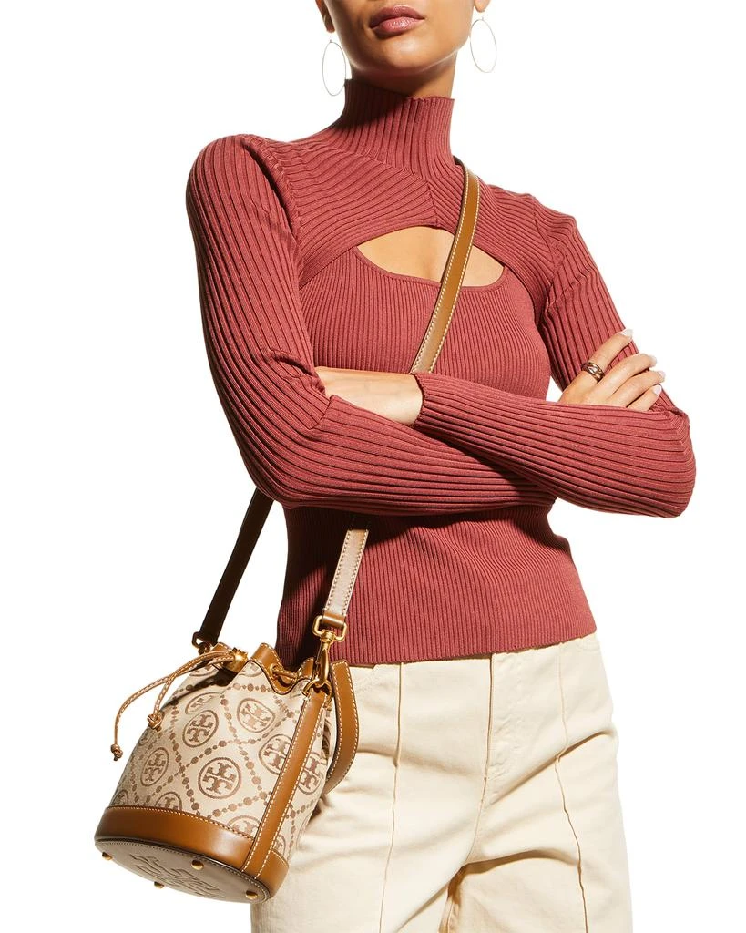 商品Tory Burch|T Monogram Jacquard Crossbody Bucket Bag,价格¥3659,第2张图片详细描述