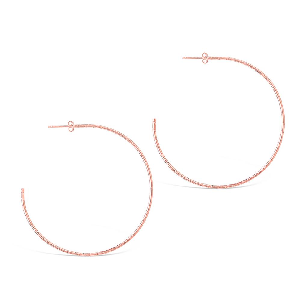 Sterling Silver Textured Hoops-Rose Gold商品第2张图片规格展示