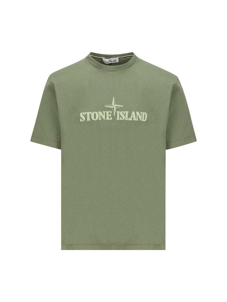 Stone Island Logo Printed Crewneck T-Shirt商品第1张图片规格展示