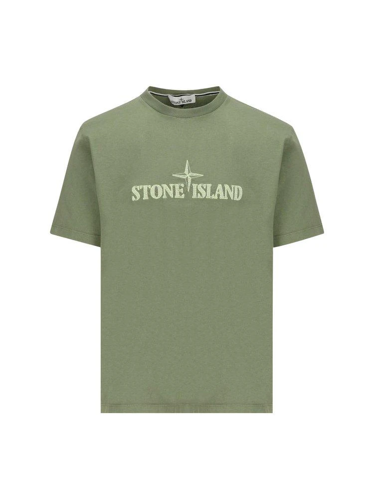 商品Stone Island|Stone Island Logo Printed Crewneck T-Shirt,价格¥1319,第1张图片