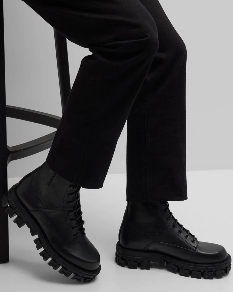 商品Versace|Men's Greca-Sole Leather Combat Boots,价格¥8914,第2张图片详细描述