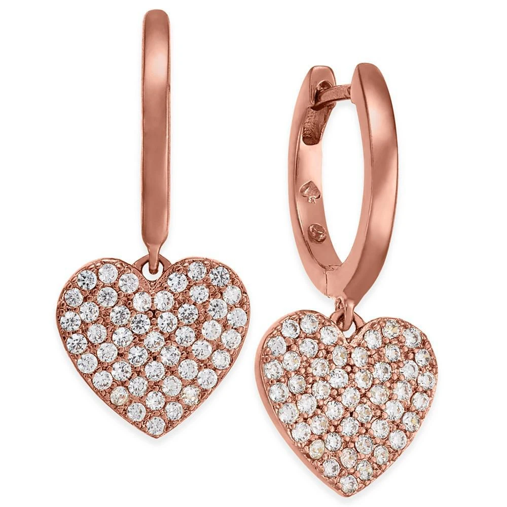 商品Kate Spade|Rose Gold-Tone Pavé Heart Drop Earrings,价格¥430,第1张图片
