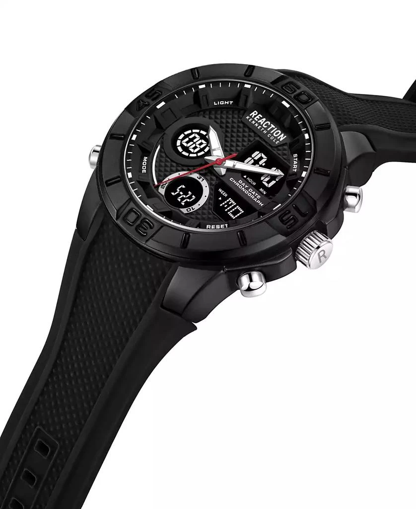 商品Kenneth Cole|Men's Ana-digi Black Silicon Strap Watch, 48mm,价格¥636,第2张图片详细描述