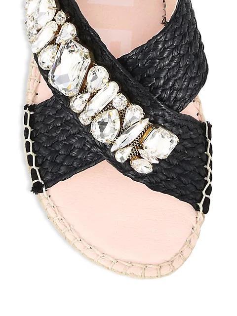 商品MANEBÍ|Crystal-Embellished Raffia Espadrille Slides,价格¥1177,第6张图片详细描述