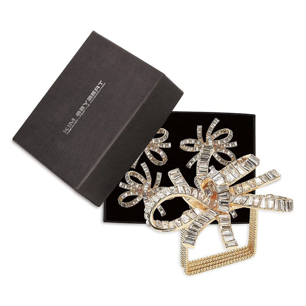 Jeweled Bow Napkin Ring in Gold & Crystal, Set of 4 in a Gift Box 商品