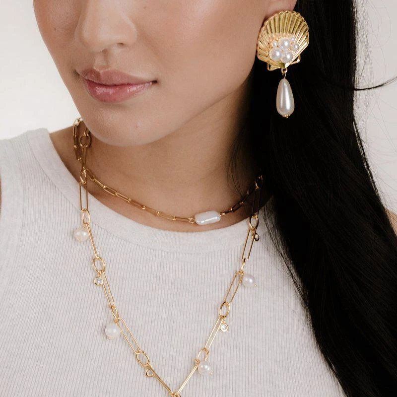 商品Ettika Jewelry|Deep Water Pearl 18k Gold Plated Lariat Necklace ONE SIZE,价格¥642,第2张图片详细描述