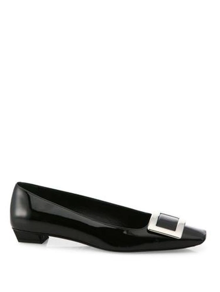 商品Roger Vivier|Roger Vivier - Belle Vivier Leather Mid-Heel Flats,价格¥4881,第5张图片详细描述