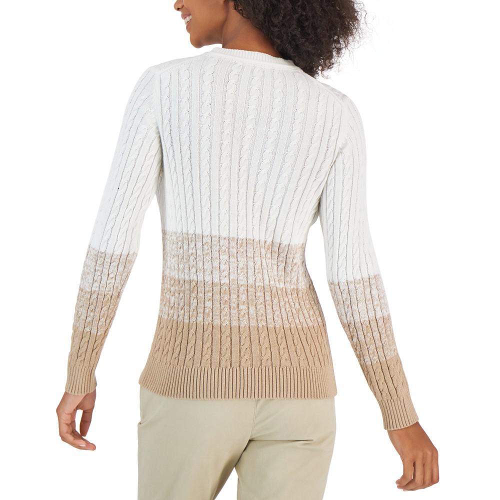 Women's Cotton Ombré Cable-Knit Sweater商品第2张图片规格展示