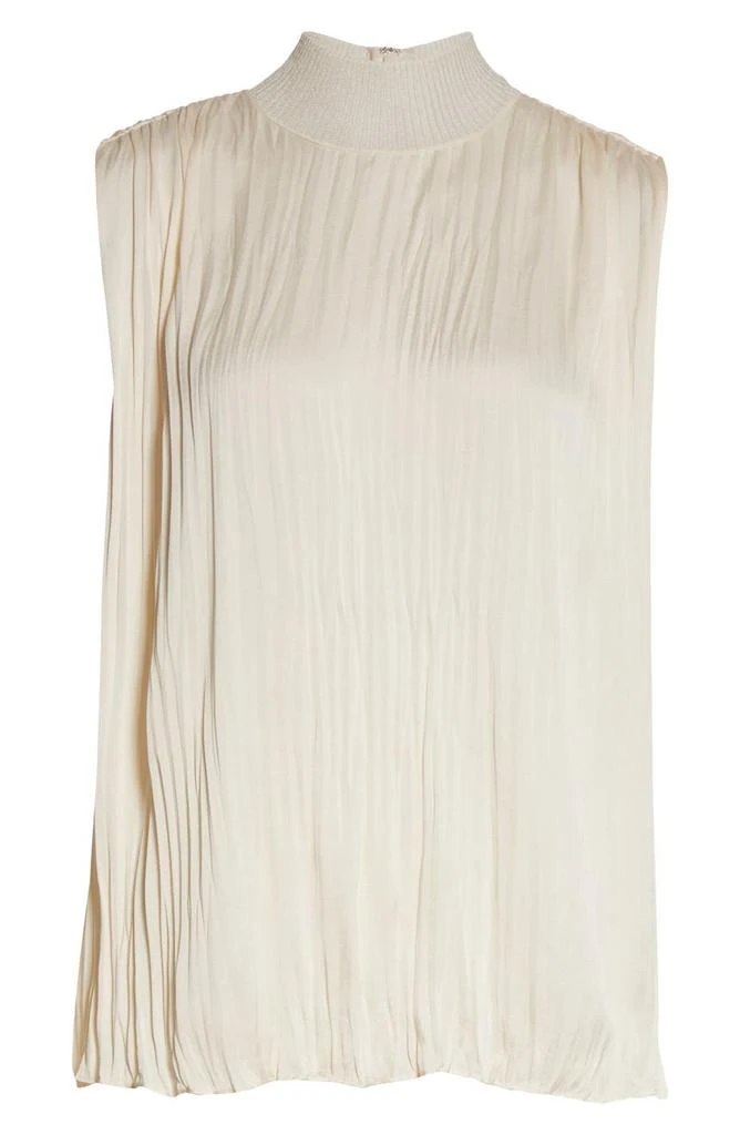 商品Vince|Mock Neck Pleated Sleeveless Satin Top,价格¥690,第5张图片详细描述