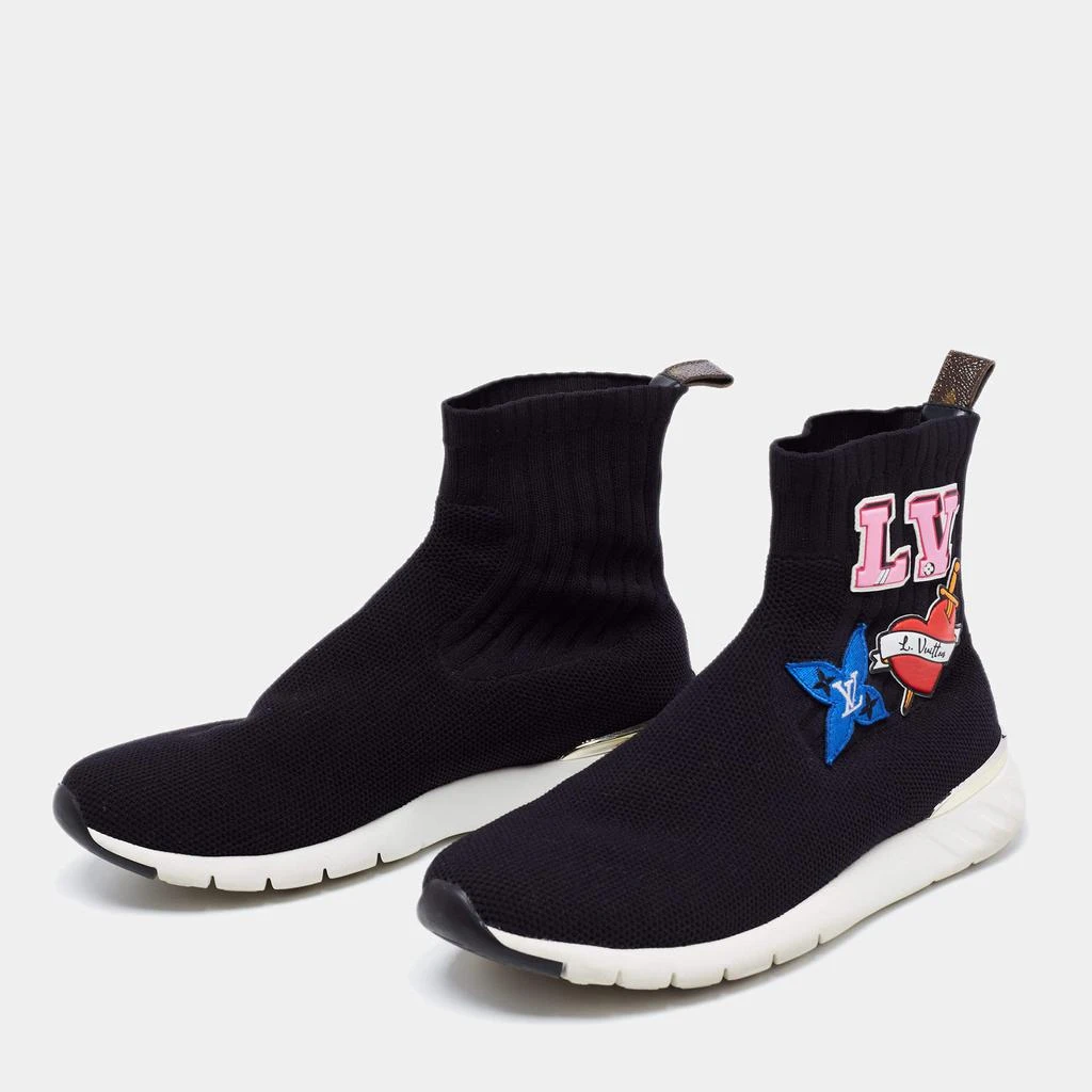 商品[二手商品] Louis Vuitton|Louis Vuitton Black Knitted Fabric Black Heart High Top Sneakers Size 41,价格¥2496,第2张图片详细描述